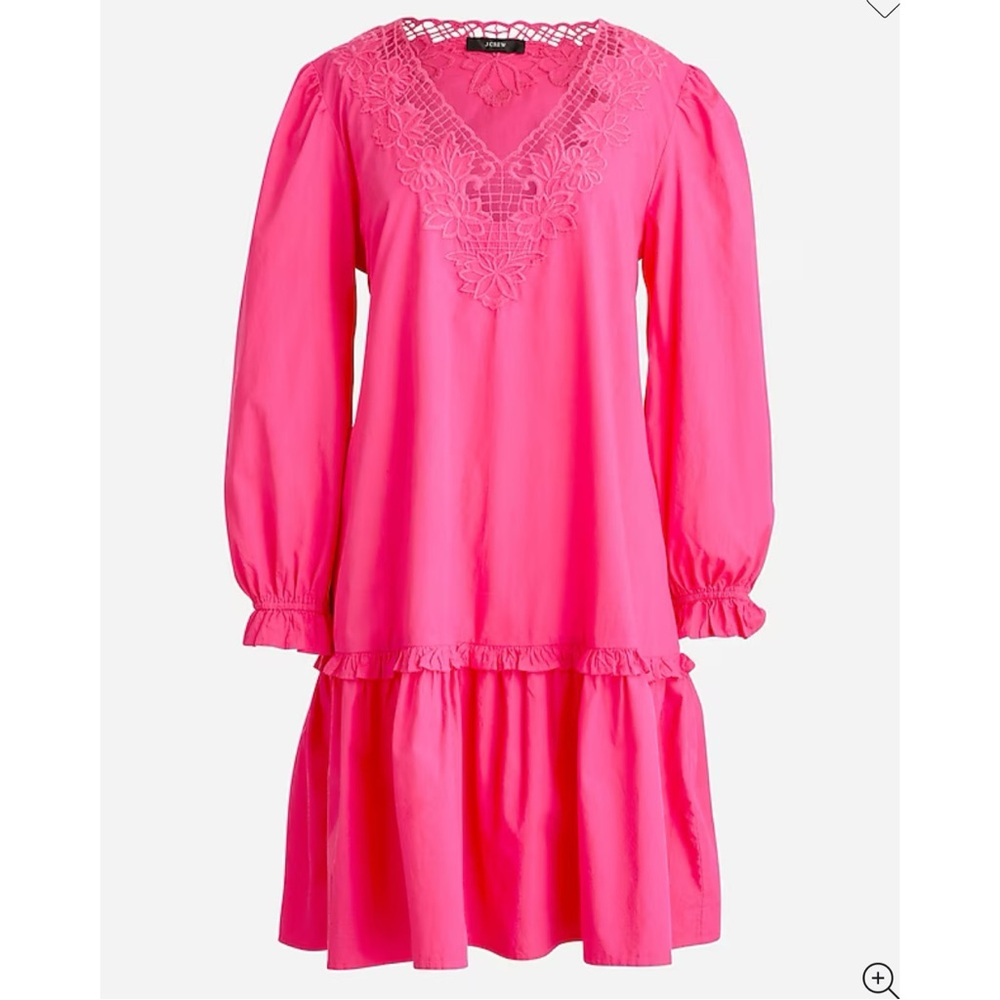 J Crew V Neck Mini Dress with Lace Trim M